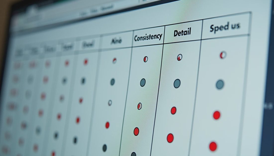 Scorecard with fidelity consistency detail and speed metrics
