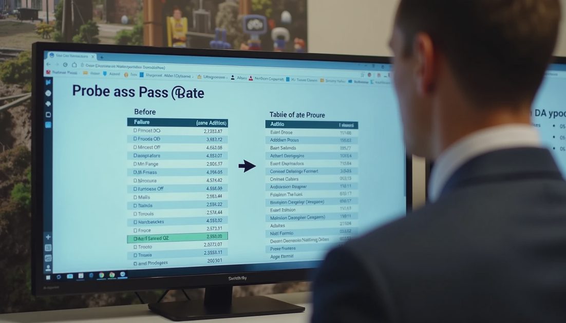 Probe pass rate before and after justified training data addition